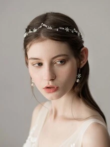 1 Miếng Của phụ nữ Bông tuyết Pha lê Dây buộc tóc băng đô cô dâu Thích hợp Cho đám cưới Đầm , Buổi tiệc , Lễ cưới Phụ kiện - Bạc - Xem 1