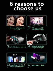 1pc Latest Vr Glasses For Mobile Phone, Virtual Reality 3d Glasses For Youth In The Metaverse - Black - View 4