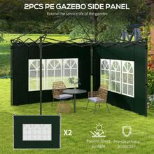 Outsunny 3 Meters Gazebo Side Panels Canopy Marquee Replacement Exchangeable Side Panel Walls - 墨綠色 - 查看 4