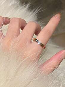 1 Miếng Đúng mốt Thép không gỉ Giường đơn Zirconia Trang trí Nhẫn Thích hợp Đối với Của phụ nữ Mặc hàng ngày - trắng - Xem 14