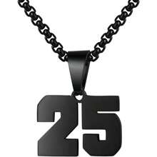 1 件装不锈钢运动员足球幸运数字项链男式足球篮球数字项链男女最佳朋友礼物 - 黑色 - 查看 56