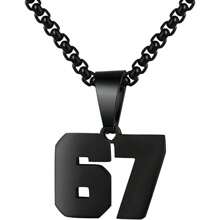 1 件装不锈钢运动员足球幸运数字项链男式足球篮球数字项链男女最佳朋友礼物 - 黑色 - 查看 88