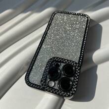 1 pieza Funda de teléfono negra de lujo con diamantes electroplateados brillantes sin amarillear para 11 12 13 14 15 16 Pro Max