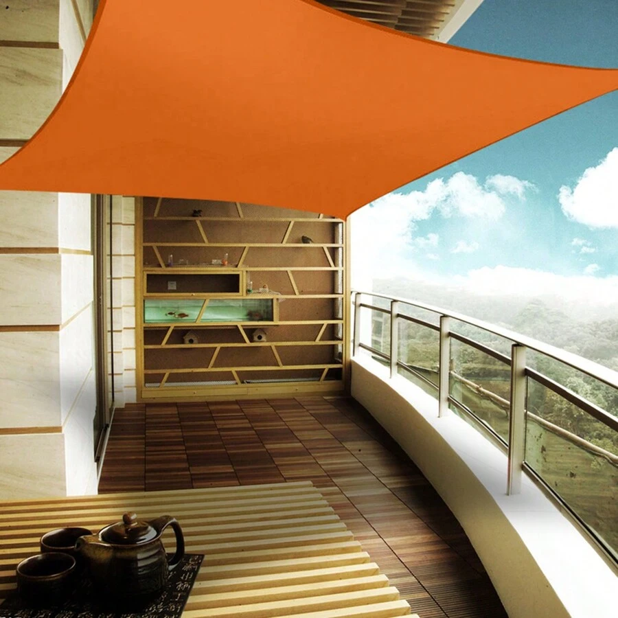 1 Set Waterproof Sun Shade Sail With Installation Accessories, Triangle/Rectangle/Square Optional, 98% UV Protection, Suitable For Outdoor Camping, Patio, Garden, Swimming Pool And More - Orange - View 1