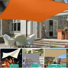 1 Set Waterproof Sun Shade Sail, Includes Stainless Steel Cable Ropes, Available In Triangle, Rectangle, Square Shapes, 98% UV Protection, Suitable For Outdoor Camping, Patio, Garden, Swimming Pool And More - Orange - View 7