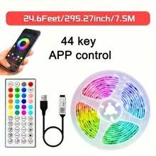 100 英尺（2 卷 50 英尺）卧室 LED 灯带，带 44 键遥控器的智能绳灯，RGB 变色音乐同步 LED 灯带，手机应用程序控制卧室、客厅、家庭圣诞派对装饰用 LED 绳灯