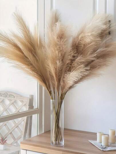 50/30/20/10pcs Faux Pampas Grass, Artificial Fluffy Pampas Grass, Pompous Grass Flower Arrangement For Boho-Inspired Atmosphere Home Wedding Decoration Outdoor Wedding, Valentine's Day, Gift Gifts Birthday Graduation,Fall Decor,Autumn,Fake Plants