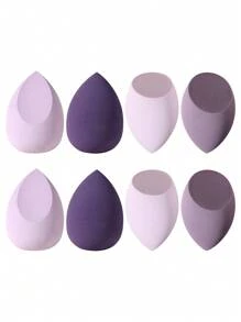 8pcs Makeup Sponges, Suitable For Cream And Powder Concealers, Loose Powder And Other Cosmetics Application - Purple - View 2