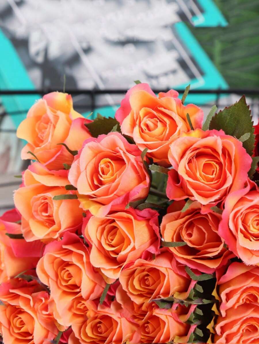 16Pcs Artificial Roses Flowers, Realistic Blossom Roses, Silk Rose, 17 ...