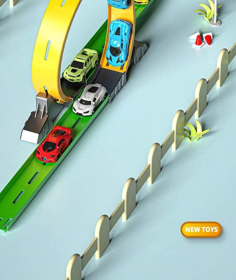 Circuit Voiture Construction LICHENGTAI 222 Pièces - Piste Flexible Avec Véhicules - Jouet Enfant