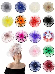 1pc Fascinators For Women  Derby Fascinator Hat For Cocktail Tea Party Wedding - Multicolor - View 1