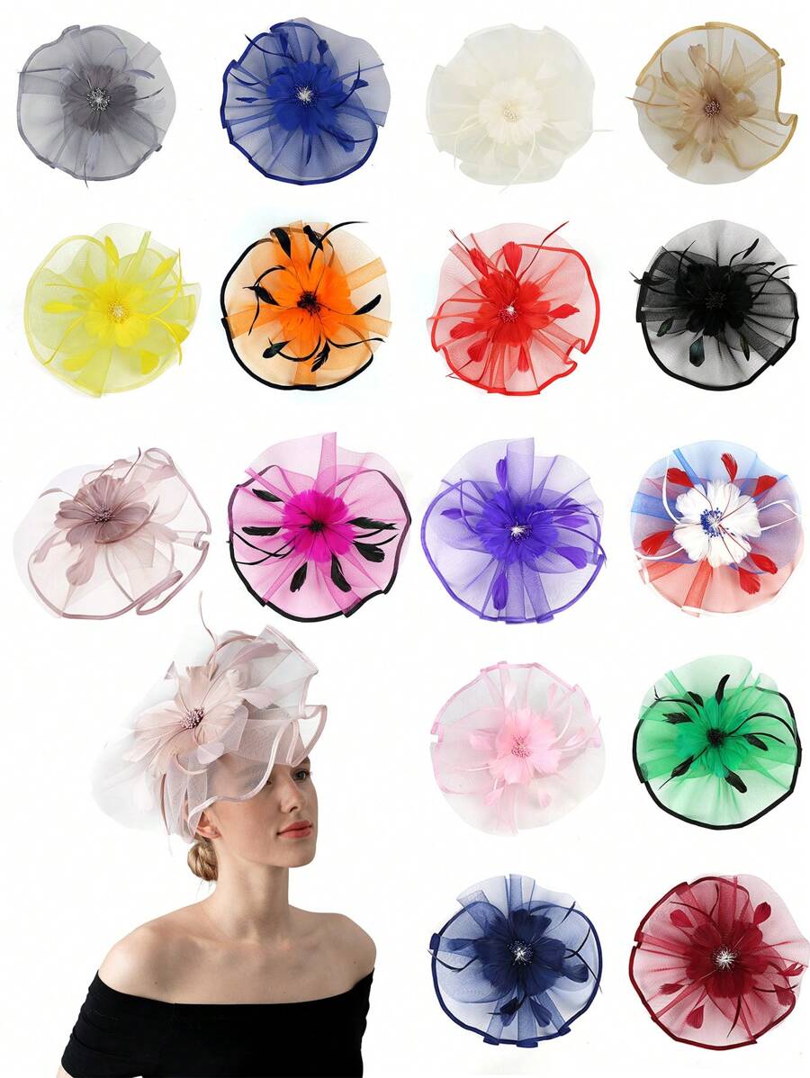 1pc Fascinators For Women  Derby Fascinator Hat For Cocktail Tea Party Wedding - Multicolor - View 1
