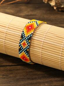 1pc Bohemian Style Vintage Holiday Handmade Beaded Handwoven Adjustable Bracelet, Suitable For Daily Wear By Women - Handmade Beaded Bracelet - View 3