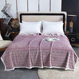 1件純色厚實柔軟毛毯