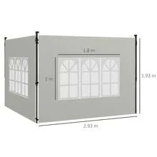 Outsunny 3 Meters Gazebo Side Panels Canopy Marquee Replacement Exchangeable Side Panel Walls - 白色 - 查看 3