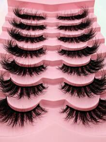 7 Fluffy Kattenoog Wimpers 6D Krullen Volume Imitatienerts Wimpers Valse wimpers Dat Dik Zacht Krullen Nepwimpers