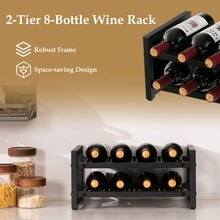 2-Tier 8-Bottle Display Wine Rackwith Adjustable Foot Pads - 黑色 - 查看 6