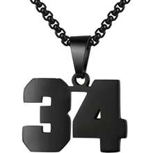 1 件装不锈钢运动员足球幸运数字项链男式足球篮球数字项链男女最佳朋友礼物 - 黑色 - 查看 27