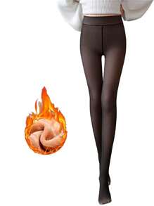 Media afelpada efecto piel para dama - Negro - Ver 2