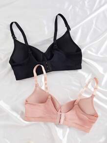 2PCS Lady's Comfortable Wireless Soft Cup Solid Bra, Lingerie