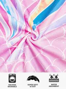 1 Peça Roupão de Banho com Capuz Caricato, Manto de Banho de Fibra Super Macio e Único Fofo para Meninas Ren, Toalha de Praia Absorvente e de Secagem Rápida, Decoração de Casamento de Verão, Casa de Banho, Uso na Praia, Design Degradê de Sereia, Unicórnio, Concha, Volta às Aulas