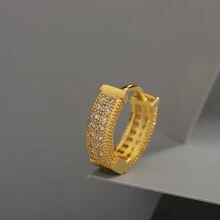 男款嘻哈風箍形耳環,全鑲鑽石裝飾,時尚獨特設計,簡約奢華風格,多功能珠寶飾品展現高端品味和優雅感 - X009(A+B+C)三對裝 - 查看 12