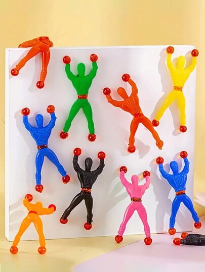 Christmas Decoration 5/10/15pcs Random Color Wall Climbing Toy For Teenagers, Sticky Climber Tumbles Down & Catches Itself, Suitable For Various Complex Walls