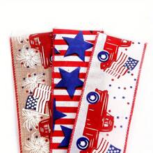 1pc, Patriotic Wired Edge Ribbon, 4th Of July Independence Day Ribbon, Burlap Ribbon, Stars Stripes Ribbon, American Flag Ribbon, Memorial Day Party Decorating, Wreath Decor, Holiday Supplies, Independence Party Supplies, Stars And Stripes Sign - Army Green - View 6