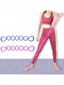 1條tpr材質彈性矽膠健身阻力帶,男女通用彈力訓練帶 - 玫紅色 - 查看 4