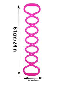 1條tpr材質彈性矽膠健身阻力帶,男女通用彈力訓練帶 - 玫紅色 - 查看 9