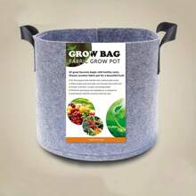 2pcs Felt Planting Bag, Non-Woven Handle, Planting Round Bucket And Grow Bag For Flowers And Trees - Grey - View 1