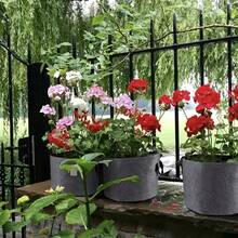 2pcs Felt Planting Bag, Non-Woven Handle, Planting Round Bucket And Grow Bag For Flowers And Trees - Grey - View 6