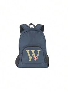 1入組金色字母印花可摺疊背包,帶口袋,男女皆可使用的大容量輕量級戶外運動旅行背包,適用於徒步旅行、露營、攀登、日常通勤 - 灰色 - 查看 18