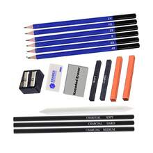 Sketch And Drawing Art Pencil Kit 17 Piece Set Charcoal Stickers Graphite Pencils With Erasers Blender Smudge Stick - Multicolor - View 6