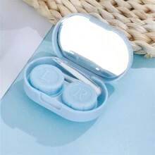 1 pieza Estuche simple y portátil para lentes de contacto de color de golosina con caja de doble cabezal, pinzas y palillo para inserción, para uso durante el viaje - Morado - Ver 5