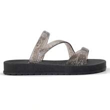 Papete Feminina 3 Tiras Brilhante Linda Confortável Verão Blogueira