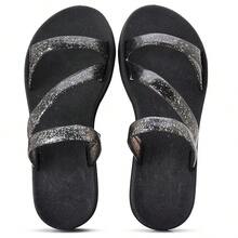 Papete Feminina 3 Tiras Brilhante Linda Confortável Verão Blogueira