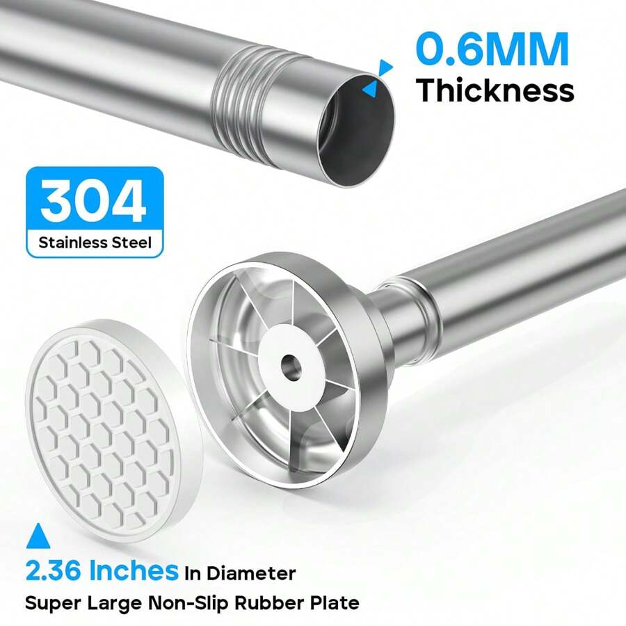 1pc Silver Retractable Tension Rod For Shower Curtain/Window Curtain