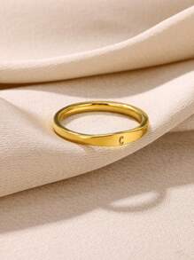 女性迷你字母戒指,時尚字母不鏽鋼指環,美學婚禮珠寶禮物（a-z字母可選） - 金黃色 - 查看 7