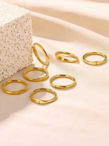 女性迷你字母戒指,時尚字母不鏽鋼指環,美學婚禮珠寶禮物（a-z字母可選） - 金黃色 - 查看 2