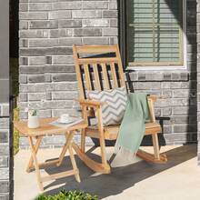 Front Porch Rocking Chair And Foldable Table Set For Outdoors-Natural - Natural - View 6