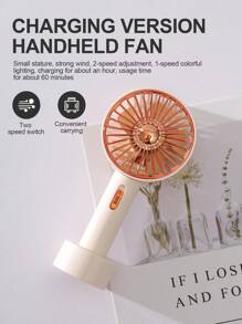 1pc Plastic Mini Fan, Modernist Portable Handheld Fan For Home, School - Beige - View 4