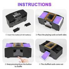 Christmas Decoration Automatic Card Shuffler 2 Deck,Battery-Operated Electric Poker Shuffler,Playing Card Shuffler For Home Card Game,Travel,Shuffler,Christmas,Poker Table - Black - View 5