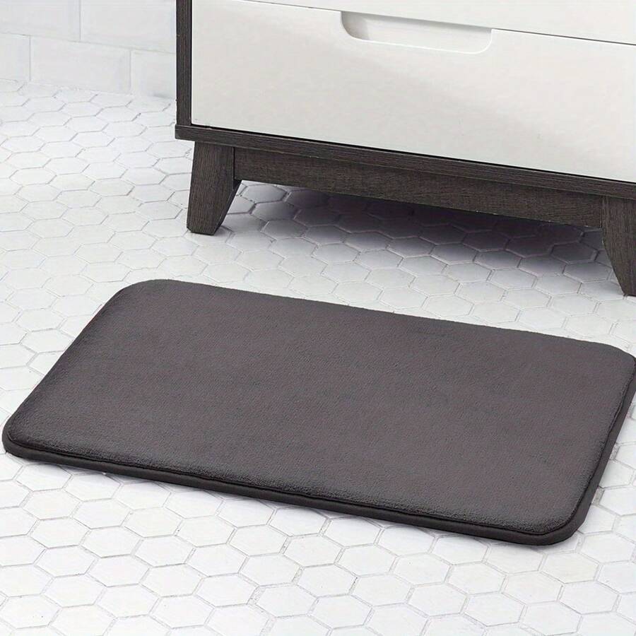 1 件简约柔软记忆海绵吸水防滑垫适用于浴室和卫生间家居浴室装饰浴室地毯地毯户外地毯门垫夏季 - 深灰色 - 查看 1