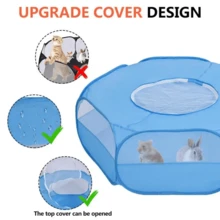 1pc Guinea Pig Playpen, Animal Exercise Fence, Foldable Tent Cage For Cats/Rabbits, Portable Indoor Pet Play Yard - Blue - View 3
