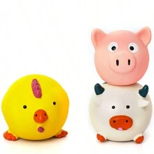 粉色小猪和可爱小狗毛绒咀嚼玩具，乳胶宠物玩具，带声音效果，适合狗狗 - 彩色 - 查看 5