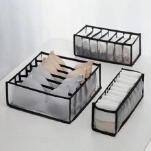 1pc/3pcs Black Multifunctional Household Underwear Storage Bag, Mesh Storage Device, Sub-Format Collapsible Mesh Storage Bag, Dormitory Socks Bra Underwear Sorting Storage Device Decorations Decor Festival Decor Room Decor Home Decor Bed Room Decor Bedroom, Organizer, Home Storage, White T Shirt Women, Black Pants Women, Ladies Winter Clothes, Dress, - Black - View 1