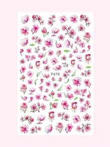 2pcs Cherry Blossom Blooming Flowers Nail Stickers Romantic Decals Nails Art Self-Adhesive Spring Garden Decoration DIY