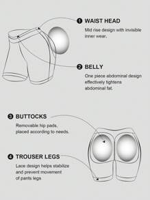 1pc Butt Lifter Shapewear Bottom - Black - View 4