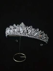 1 pièce Couronne d'argent multifonctionnelle pour femmes, accessoires de cheveux de mariée pour mariages, fêtes, anniversaires, etc. Bandeau de décoration de luxe et beau avec des strass et diadèmes royaux - Argent - Voir 2
